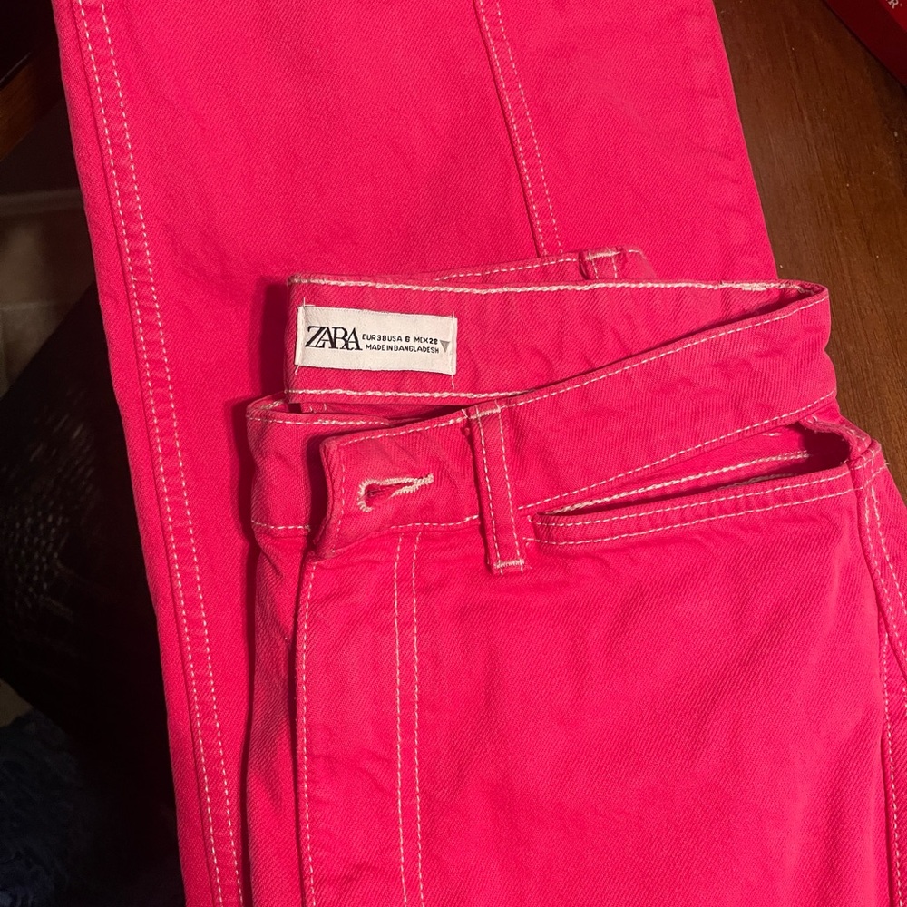 Zara pink jeans with cutouts high rise - Picture 7 of 8